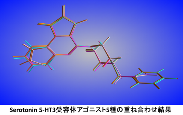 Flexible Alignmentによる Serotonin 5-HT3受容体アゴニスト5種の重ね合わせ結果