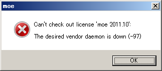 The desired vendor daemon is down (-97)